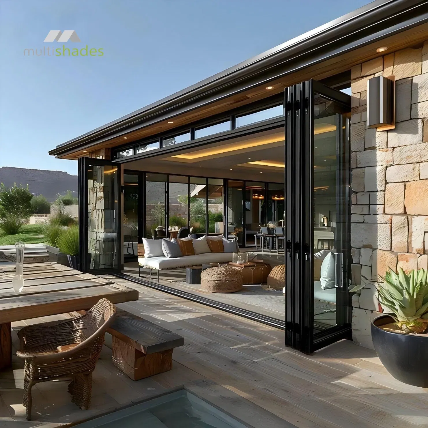 Multishades Nfrc Certified Folding Door Aluminium Bi-Fold Door Metal Folding Glass Door Thermal Break Aluminum Accordion Door