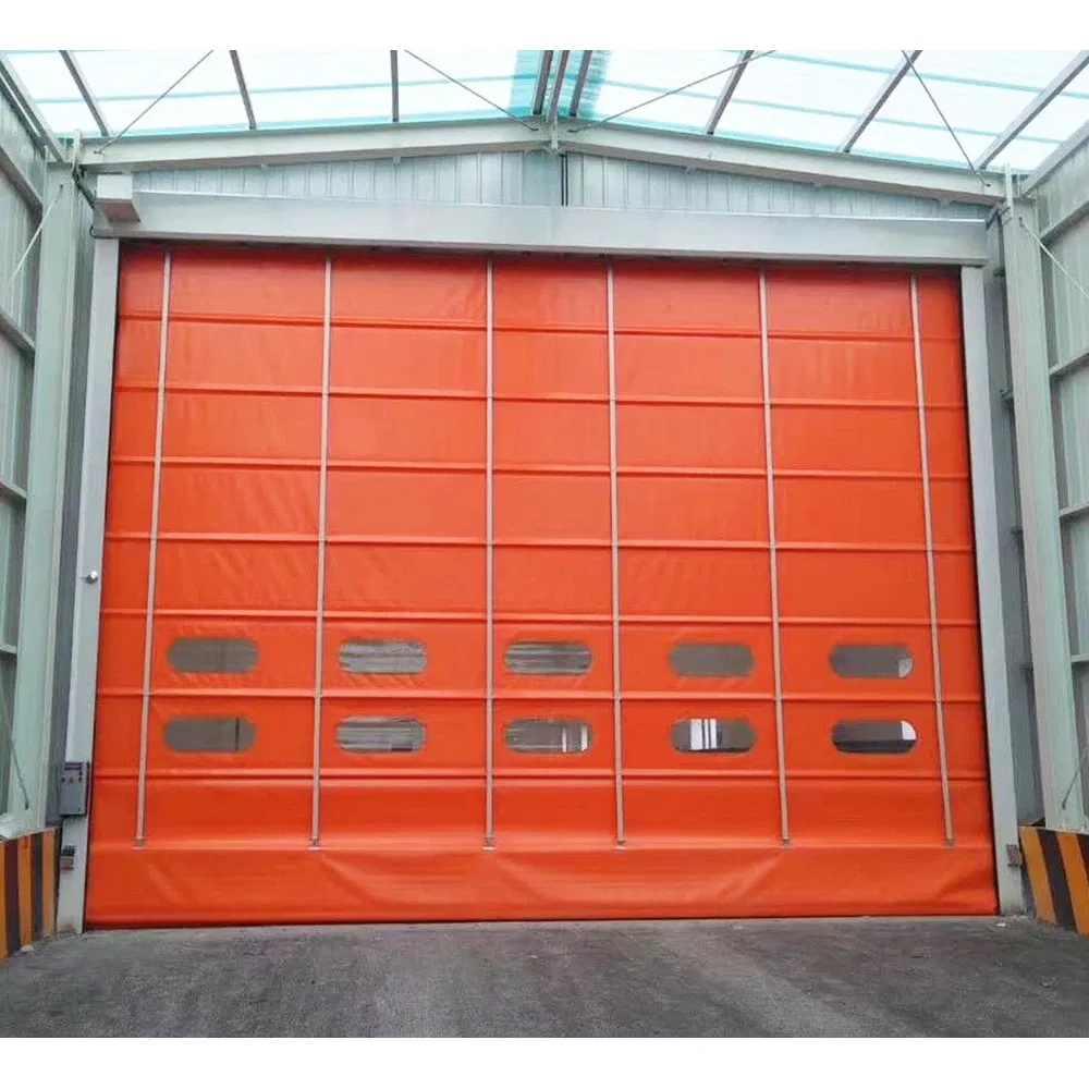 Windproof Industrial Warehouse Roller Shutter Automatic PVC High Speed Vertical Overhead Rapid Belt Folding Soft Rolling up Stacking Door