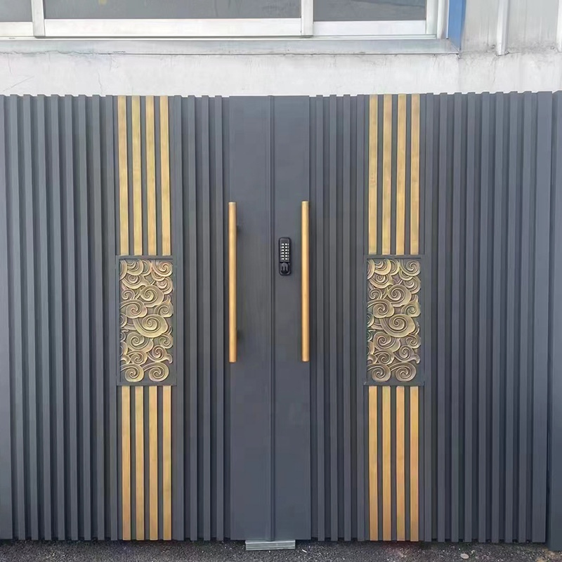 2024 New Design Metal Security Steel Single Iron Exterior Embossed Sun-Protected Asian Doors for Home Houses