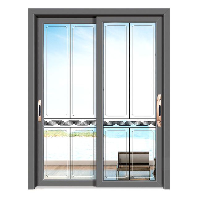 Aluminium Double Glass Sliding Doors with Stainless Steel Security Mesh