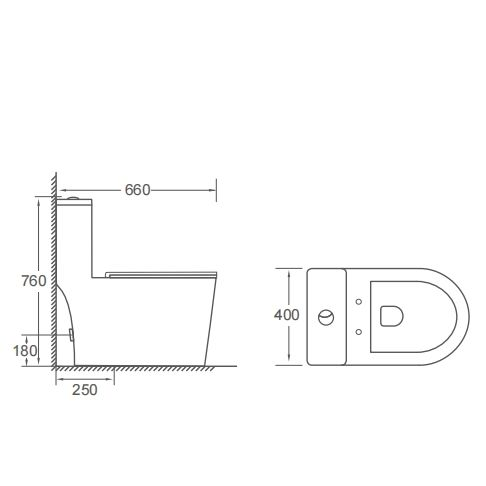 Washdown Tornado One Piece Ptrap/Strap 250mm Ceramic Toilet for Middle East