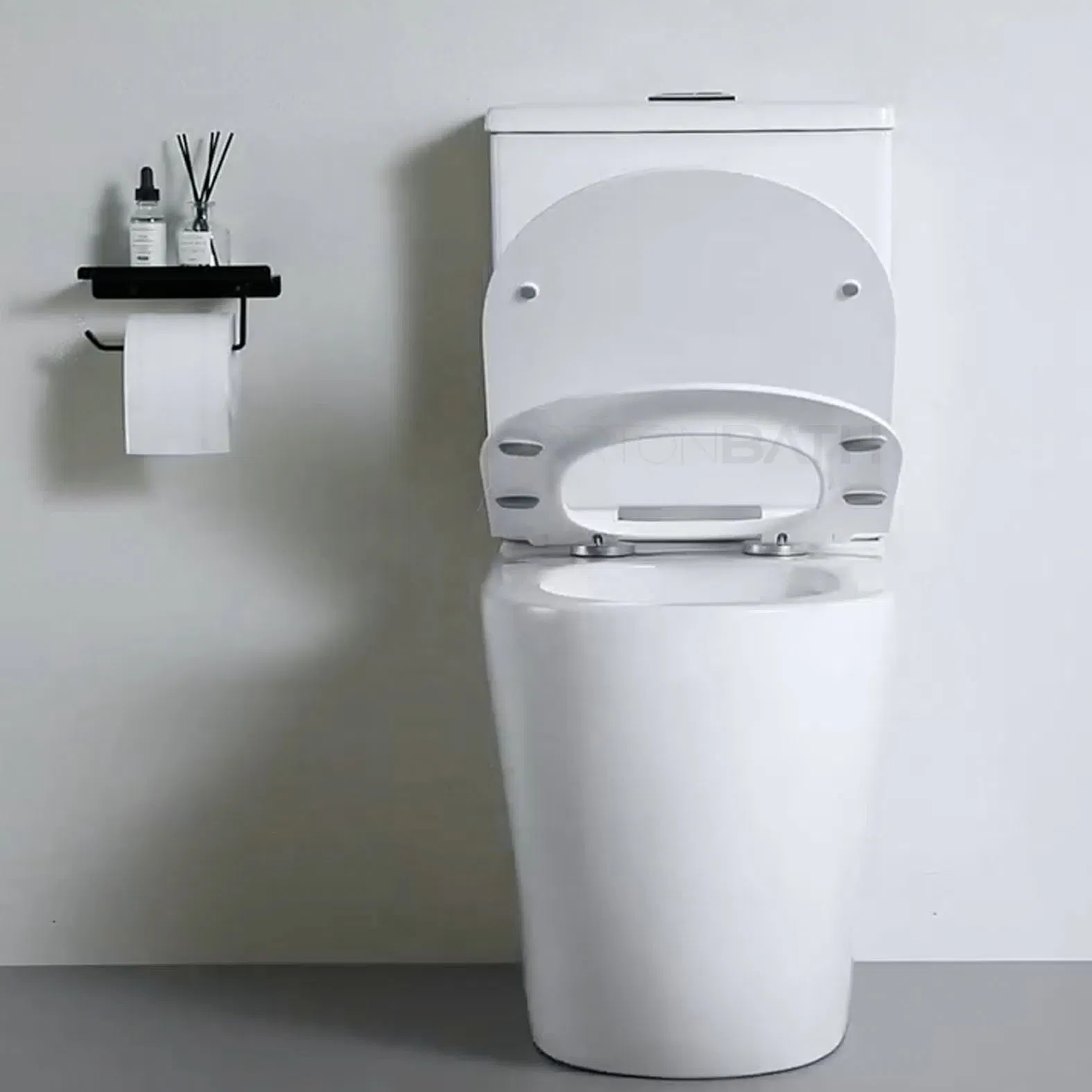 Ortonbath One Hole Tornado Fully Back to Wall Two Piece Ceramic Toilet Sanitary Ware Close Coupled Toilet Bowl Seat P Trap Toilet with Soft Close Seat