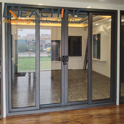 Aluminum-Made Sliding Door with Double Tempered Glass Also High-Quality Lock and Stainless Steel Mesh