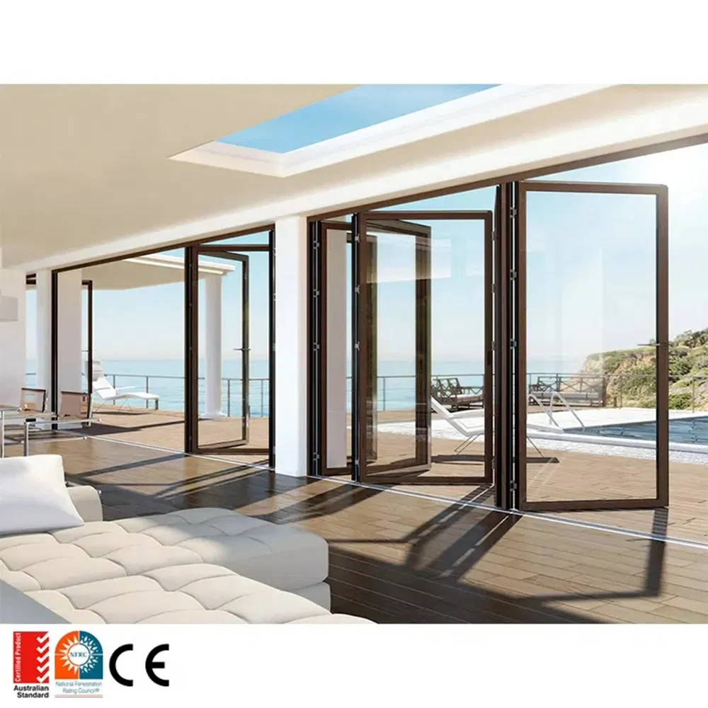 Factory Custom Aluminum Alloy Balcony Door Stainless Steel Mesh Sandwiched with Glass Patio Doors Double Doors at Home