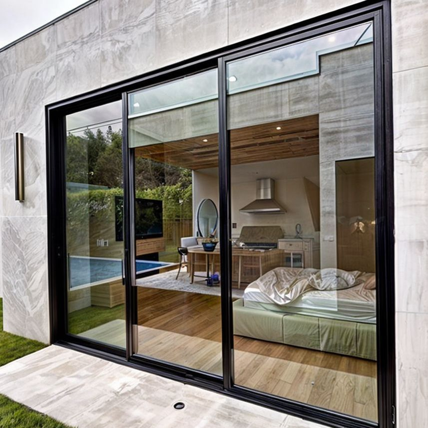 Anewson High Quality Thermal Break Aluminum Alloy Sliding Door with Double Tempered Glass Four Track Smart Electric Glass Sliding Door