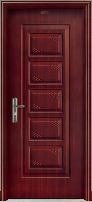 Main Entry Steel Security Door Front Wood Metal Doors for Residential Home