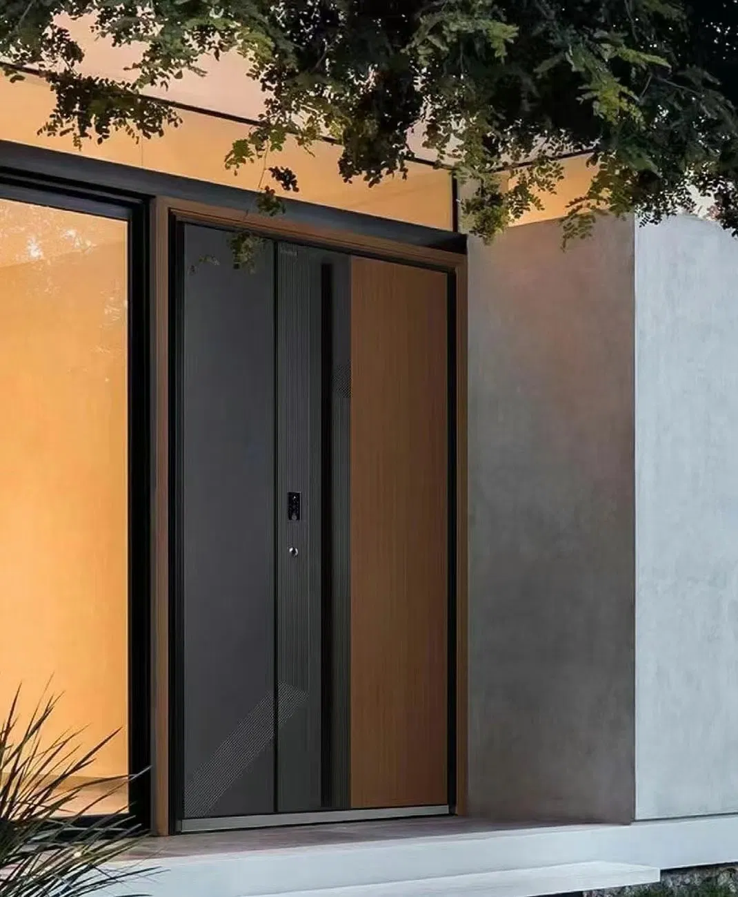 2024 New Design Metal Security Steel Single Iron Exterior Embossed Sun-Protected Asian Doors for Home Houses