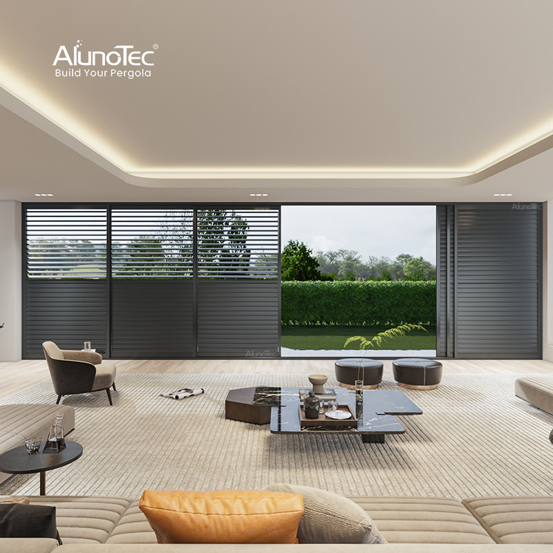 AlunoTec Customized UV Protection Aluminum Sliding Louvered Panel Door