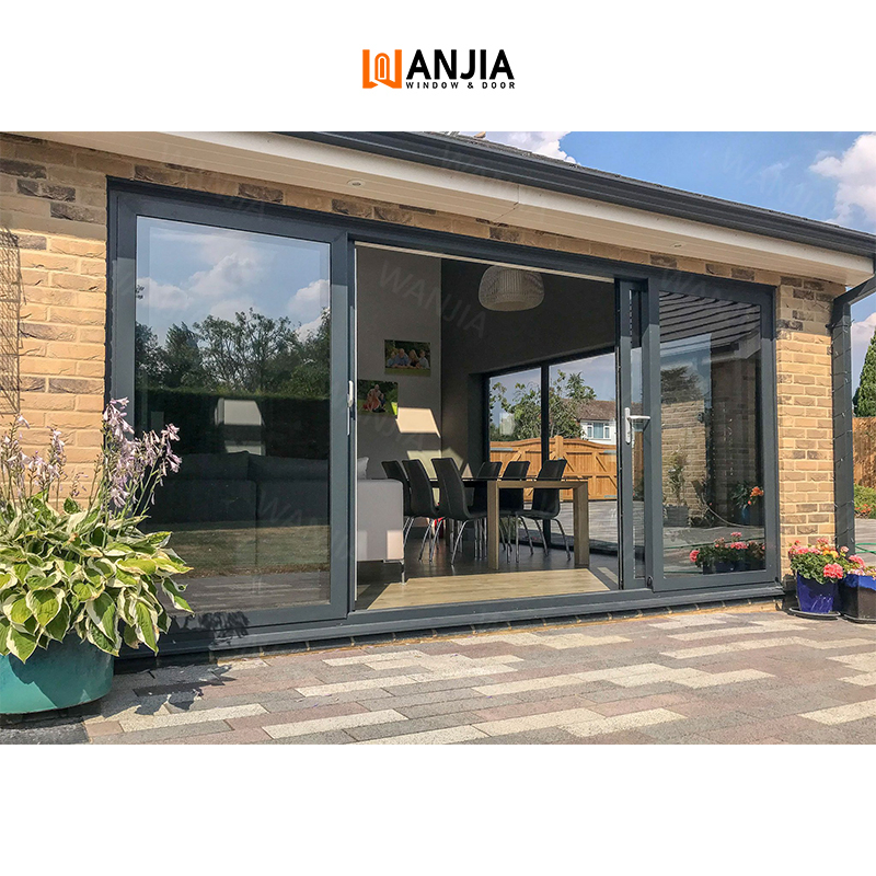 Wanjia Patio Electric Louvered Lifting Sliding Aluminum Sliding Glass Doors