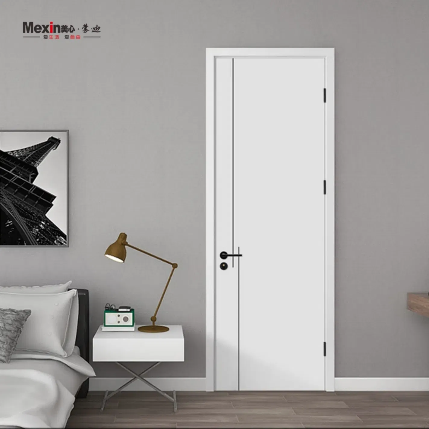 Mexin Factory Custom Soundproof Bedroom Interior Wooden Door for Hotel Use Acoustic PVC WPC Secure Entrance Door