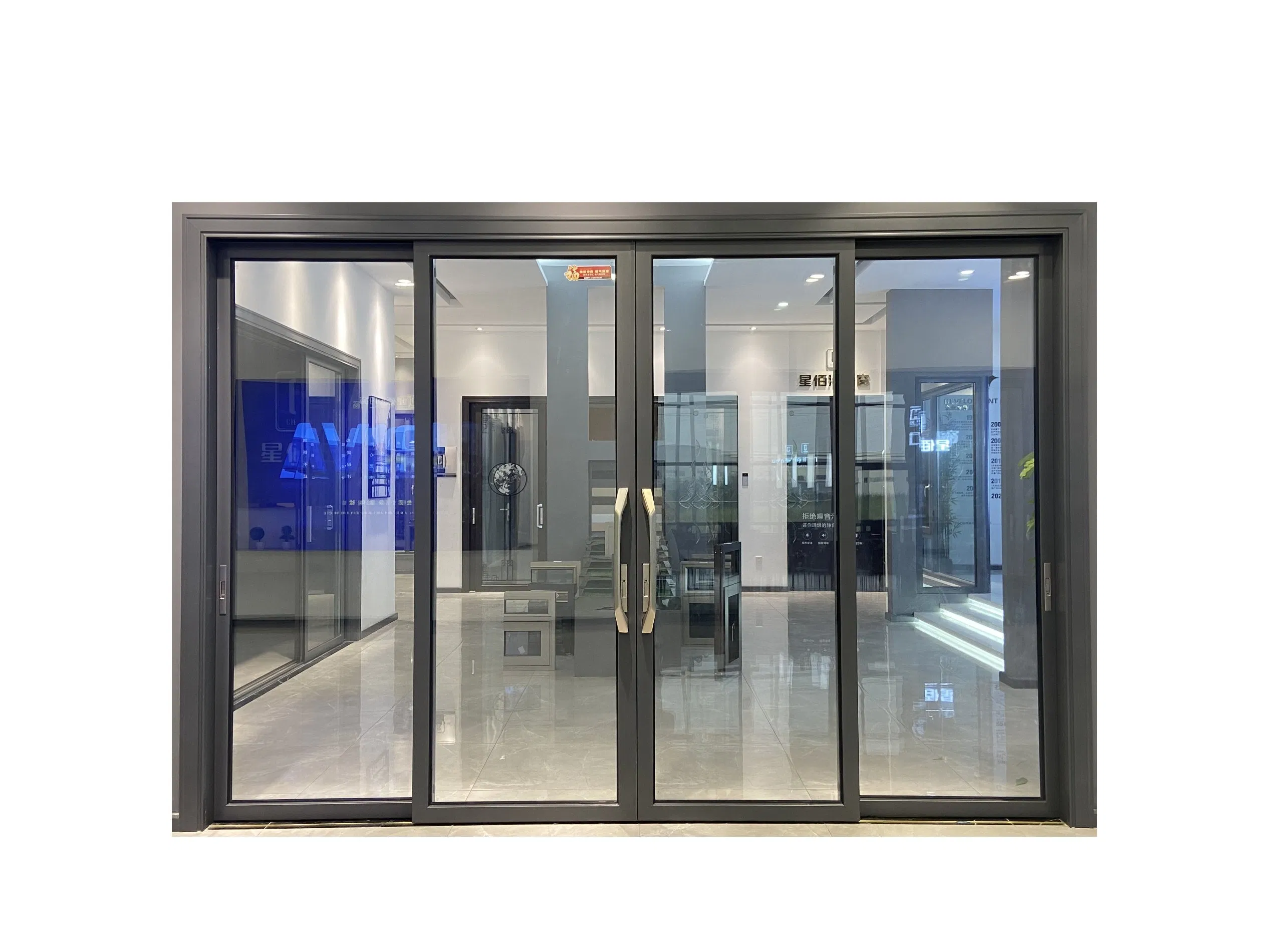 Aluminium Double Glass Sliding Doors with Stainless Steel Security Mesh