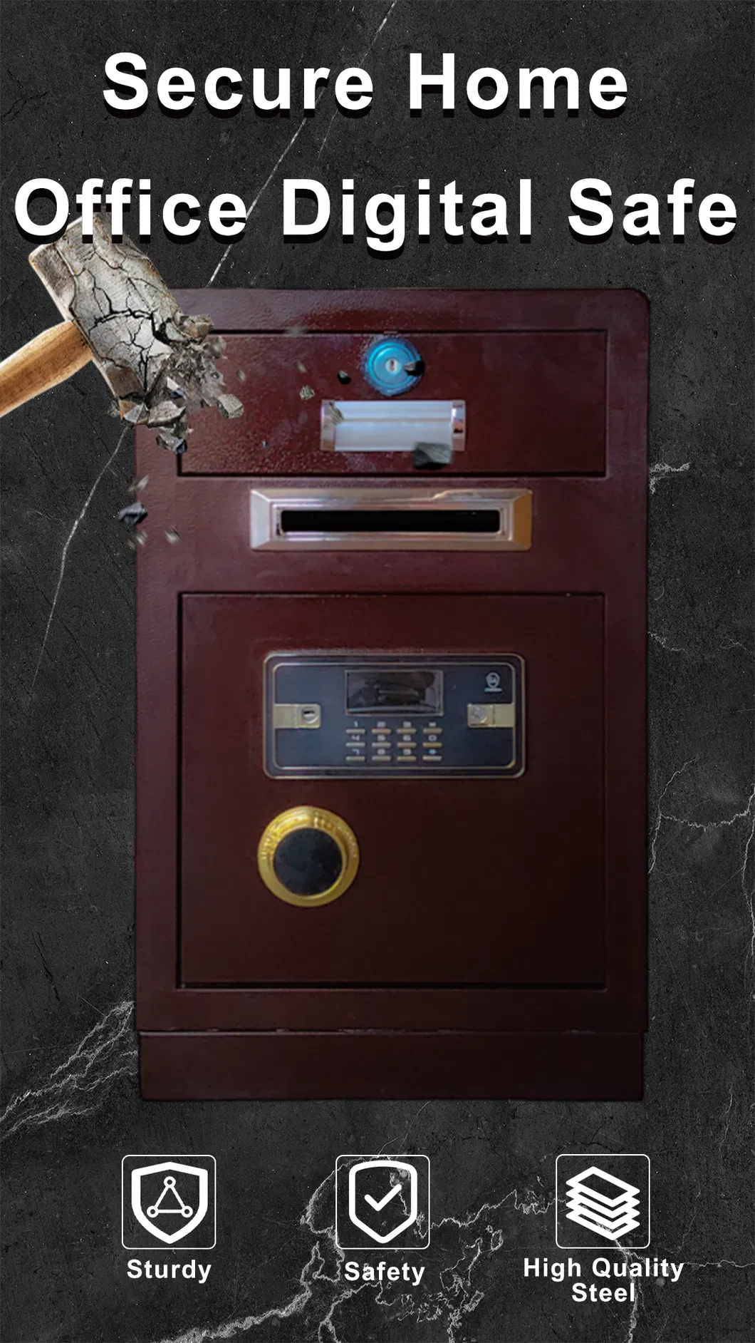 Steel Digital Keypad Drop Safe Box Full View