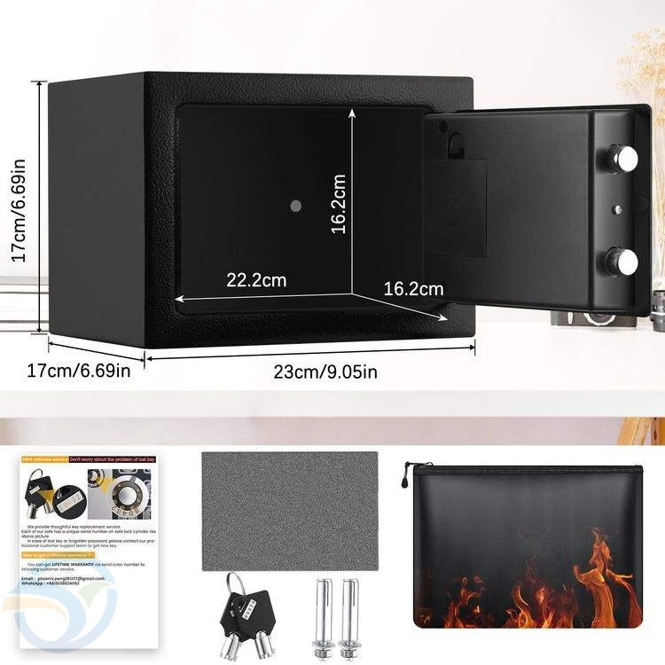 Personal Security Mini Safe with Electronic Code Lock and Steel Metal Construction