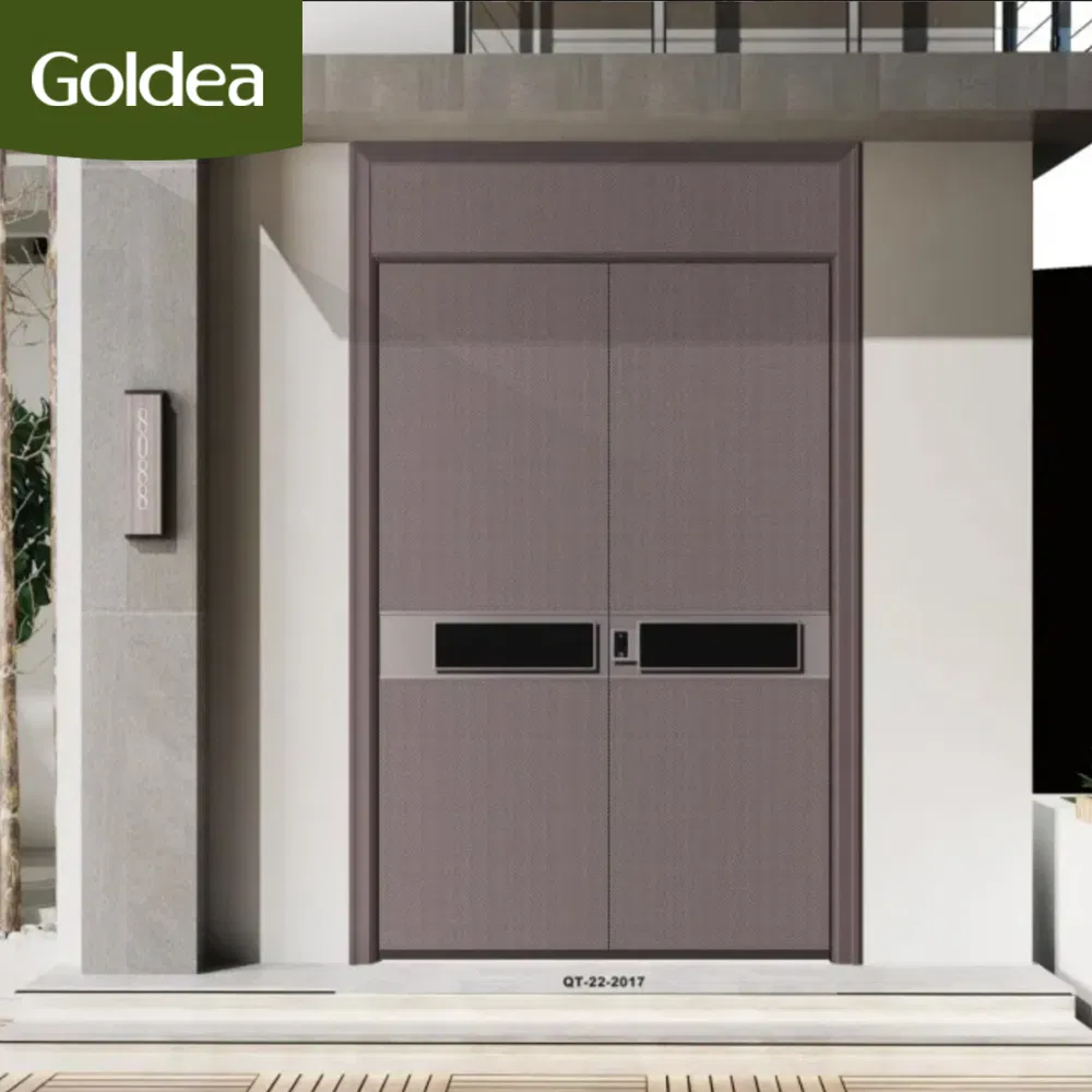 Classic Double Black Sliding Door Inside Black Garage New Design Stainless Steel Metal Firerated Wooden Front Main Door