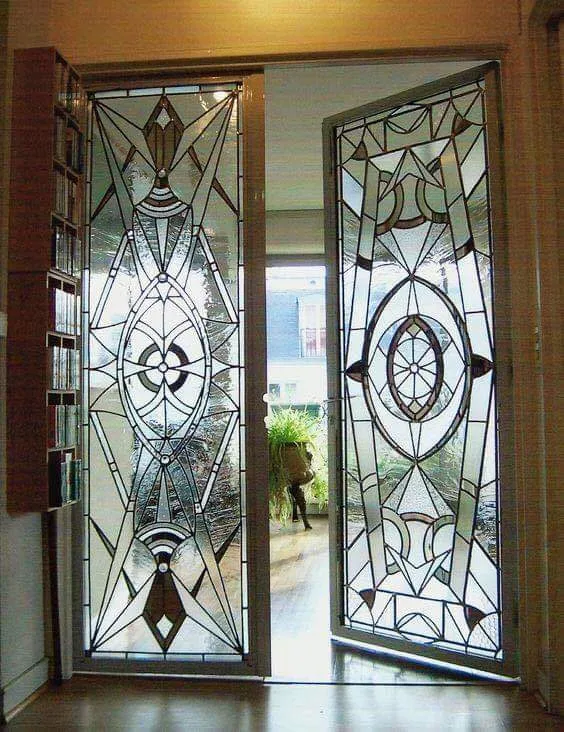 Security Glass Metal Door