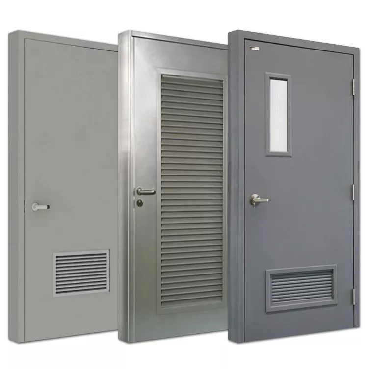 Single Leaf Fire Proof Door with Window and Louver Factory Good Price Louvered Steel Door