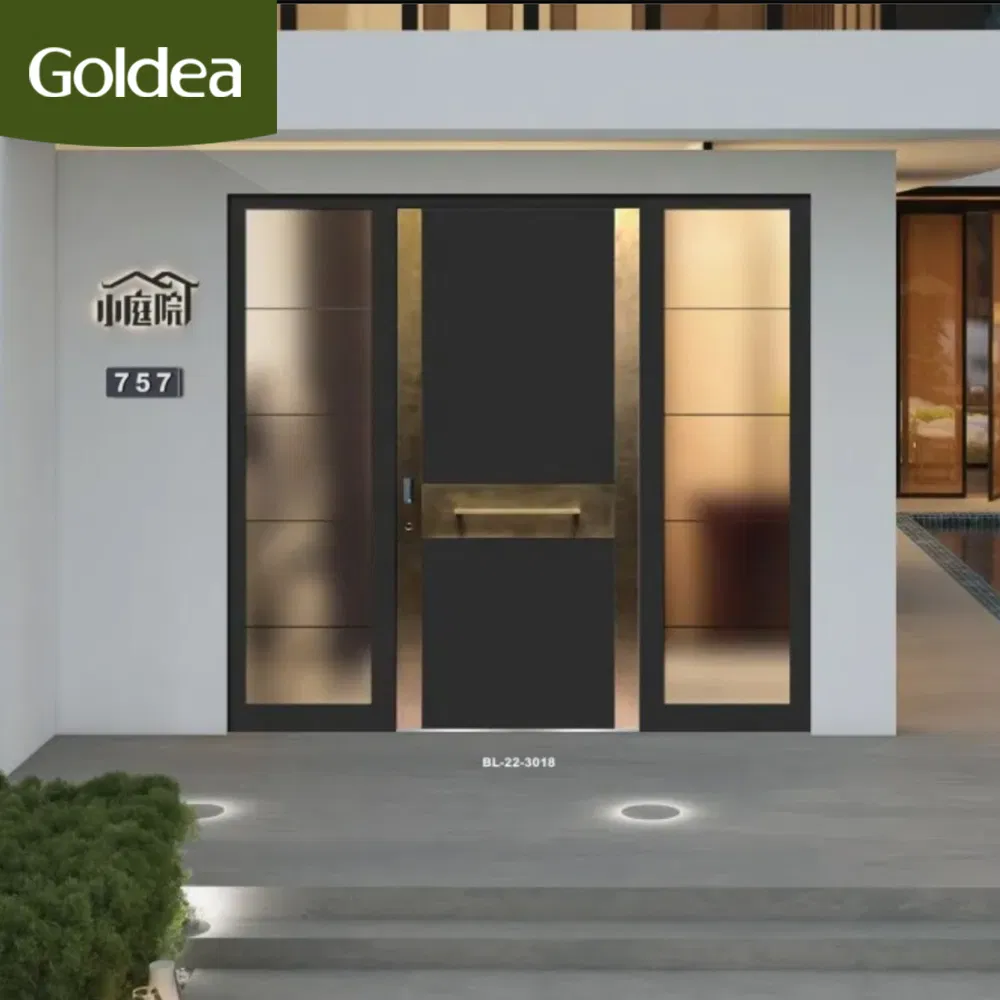 Classic Double Black Sliding Door Inside Black Garage New Design Stainless Steel Metal Firerated Wooden Front Main Door