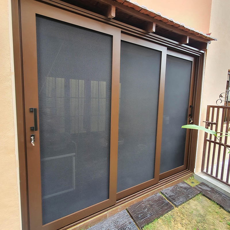 Weather-Resistant Security Sliding Door with Stainless Steel Screen Mesh
