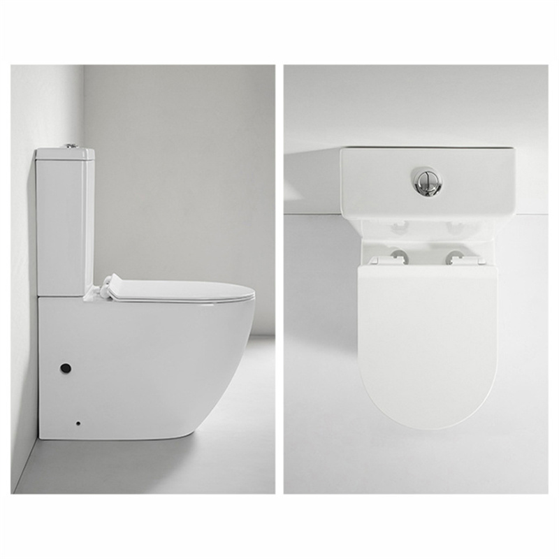 White Color Simple Design Austrilia Hot Sale Floor Mounted Rimless Tornado Flush Oval Shape Bathroom Two Piece Toilet Bowl