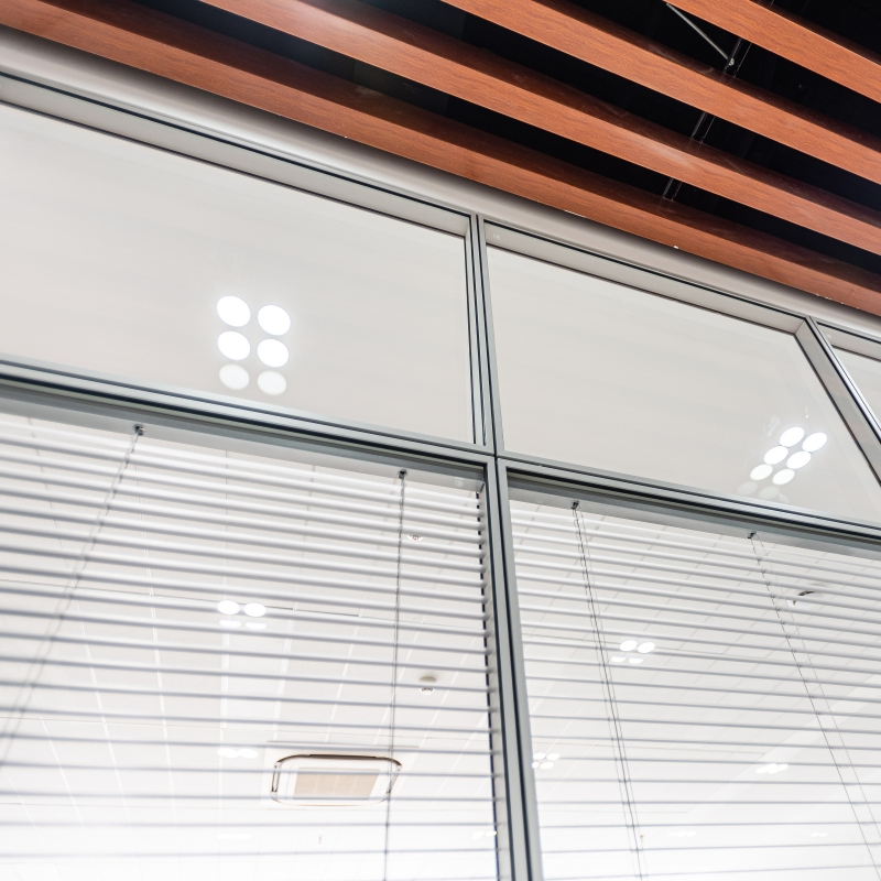 Sleek Aluminum Office Partition with Stylish Louvered Glass Door