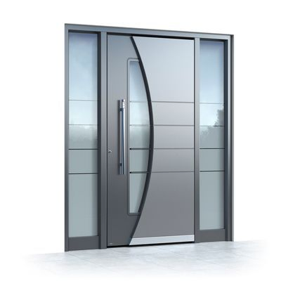 Residential Entrance Metal with Silver Glass and Anodizing Residential Door