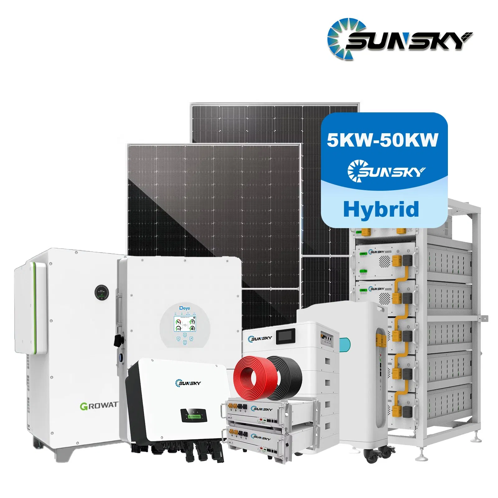 Sunsky Complete 30 Kw Full Set Kit off Grid Solar Energy System 20kw 30kw 50kw Inverter 20kVA 30kVA 50kVA Power Panel 100kwh Lithium Battery Storage Systems