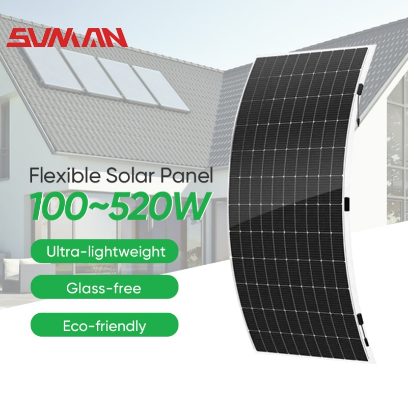 Fast Delivery Sunman Flexible Solar Panel Half Cell 430W 520W Panel Thin Film PV Monocrystalline Portable Flexible Solar Panel for Home