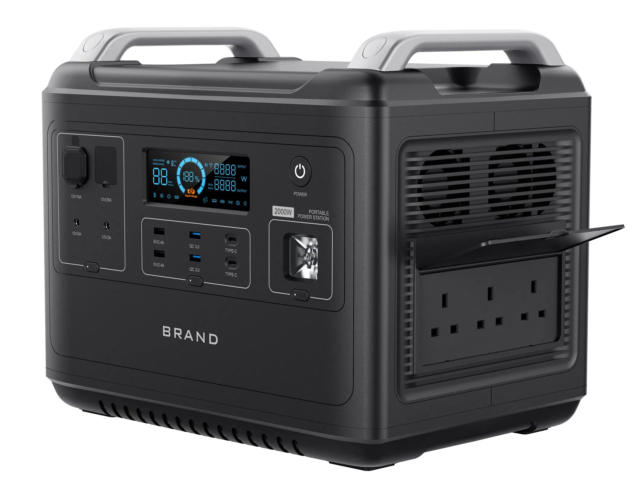 2048wh Large-Capacity Lifep04 Battery AC Fasting Charging Portable Solar Power Station for Home Outdoor Camping Mobile Rechargeable Energy Storage