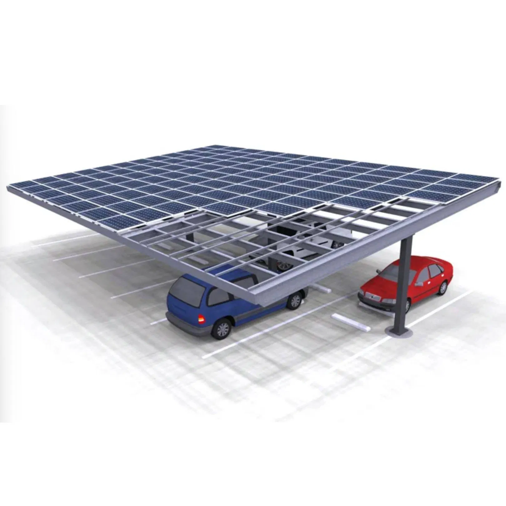 Heavy-Duty Solar Carport Mount for Reliable Energy Generation Solutions 10 Kw Solar Carport Photovoltaic Install Structure Waterproof Solar PV Carport Mounting