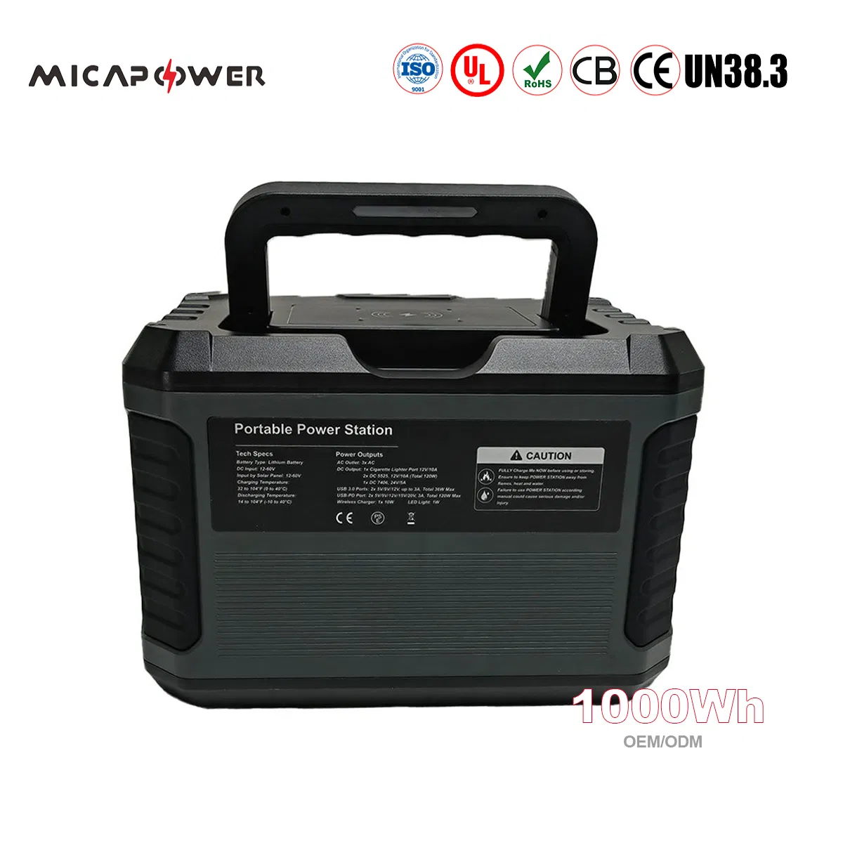 Mica 1000W Solar Generator Portable Power Station Camping Home Energy USB Type-C DC AC Lithium Battery Bank