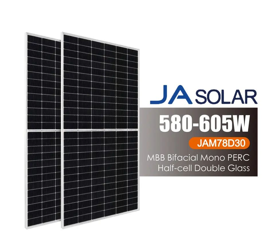 Ja 560W 580W 605W Half Cell Wholesale Poly PV Fold Flexible Black Monocrystalline Polycrystalline Photovoltaic Module Mono Solar Energy Sun Power Panel