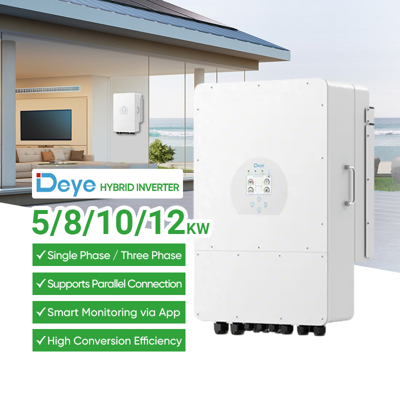 Deye Hybrid 12kw Solar Power Inverter 5kw 8kw 10kw MPPT Charger Controller Hybrid Solar Single/Three Phase Hybrid Inverter for Home Energy Storage System