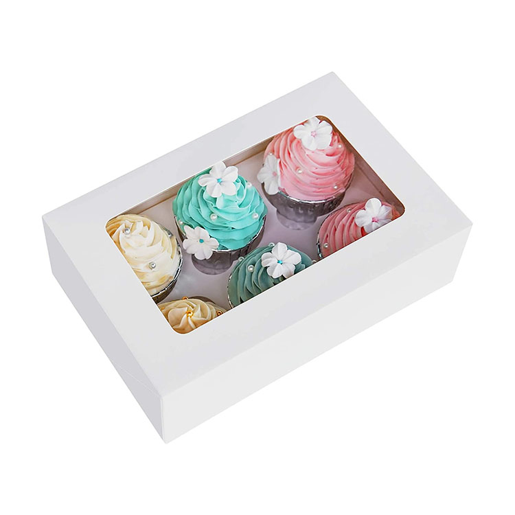 Custom Colored Paper Box for Cupcake Box with Clear Plastic