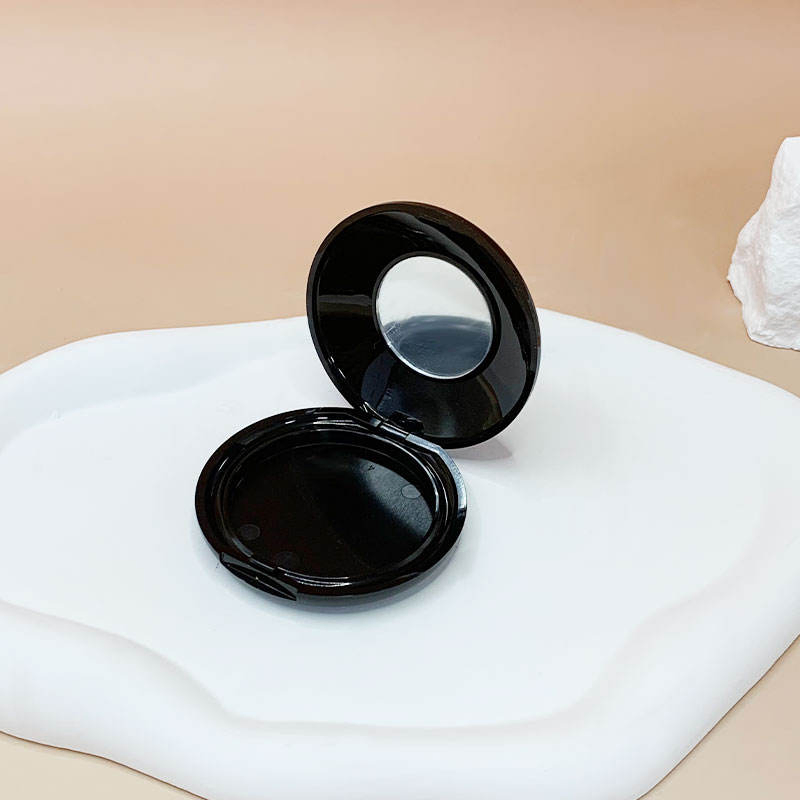 Portable Black Round Flip-Top Powder Blusher Makeup Package for Productos De Belleza