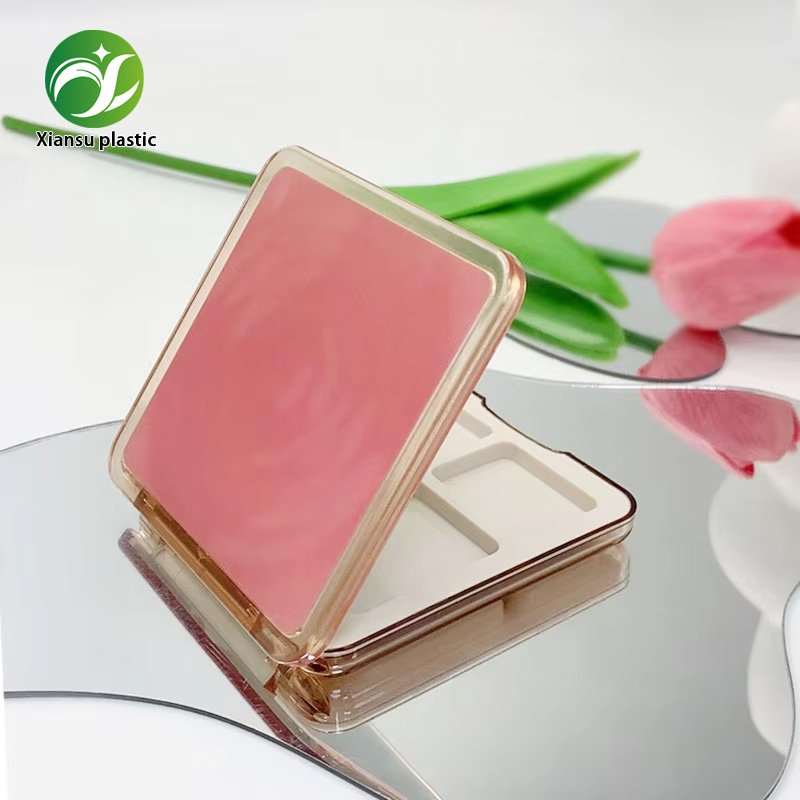 Custom Pink Square 4-Grid ABS Eye Shadow Case Portable Makeup Package