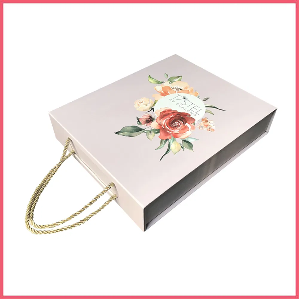 Wholesale Printed Brand Christmas Series Gift Paper Box Package with String Handle and Magnet Closure