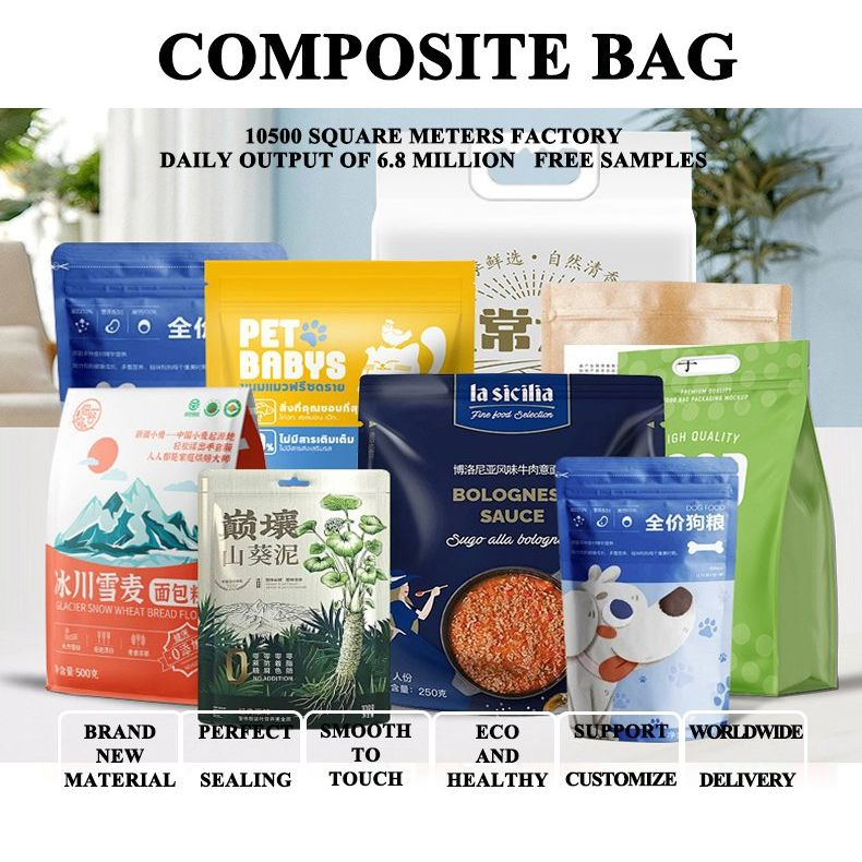 Plastic Mylar Bag Printing Eco-Friendly Food Grade Snack Cookies Film Logo Zip Food Coffee Packing Doypack Packaging Package