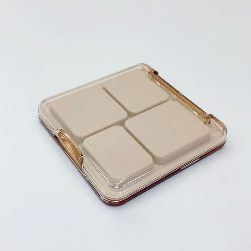 Custom Pink Square 4-Grid ABS Eye Shadow Case Portable Makeup Package