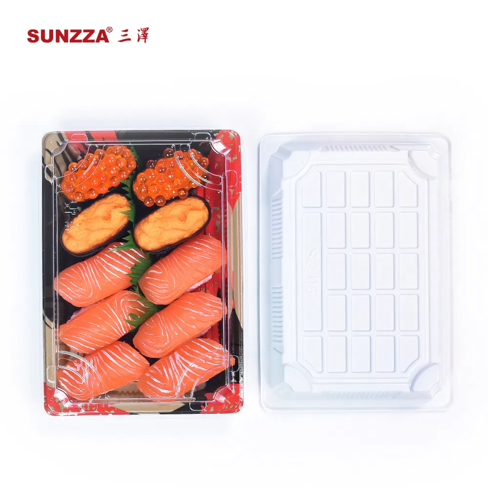Sunzza Sushi Box Pet Sushi Tray Disposable Takeout Food Package Container