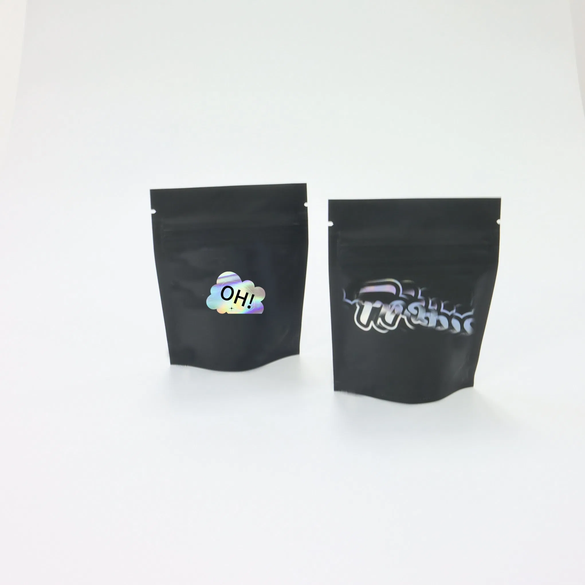 Child Resistant Proof Resist Zipper Ziplock Mylar Bag Holographic Custom Die Cut Shape Smell Proof 3.5g Food Grade Candy Edibles Packaging Package Custom OEM