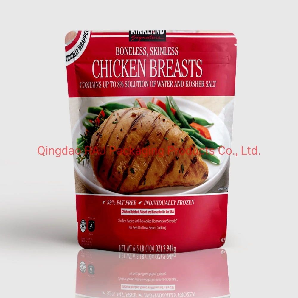 Customized Frozen Food Meat Vegetables Plastic Stand up Pouch Package with Zipper and Gussets