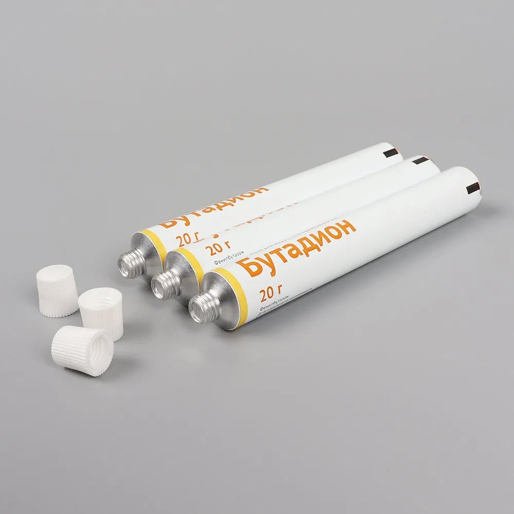 Pharmaceutical Tube Package Skin Healthcare Cream Aluminum Collapsible Tube Package for Sensitive Skin Treatment/ D25mm 30g with Plastic Screw Cap