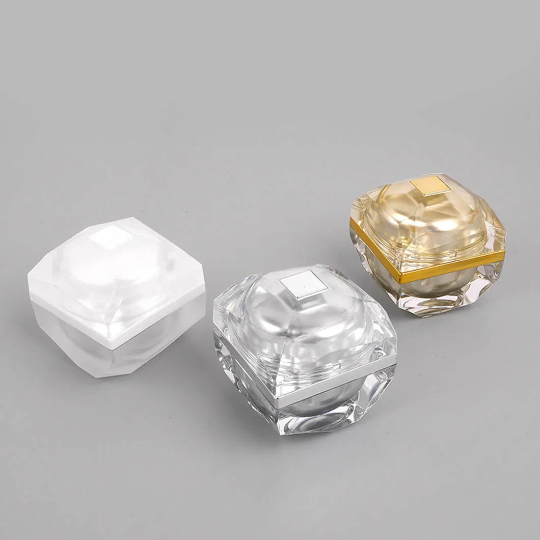 in Stock 10g Luxury Crystal White Silver Gold Frosted Small Cosmetic Plastic Acrylic Jars Package