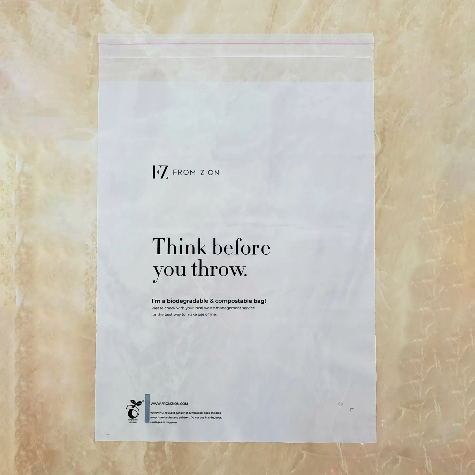 PLA+Pbat Apparel Package with Sticky Tape on En13432 Standard TUV Certificates