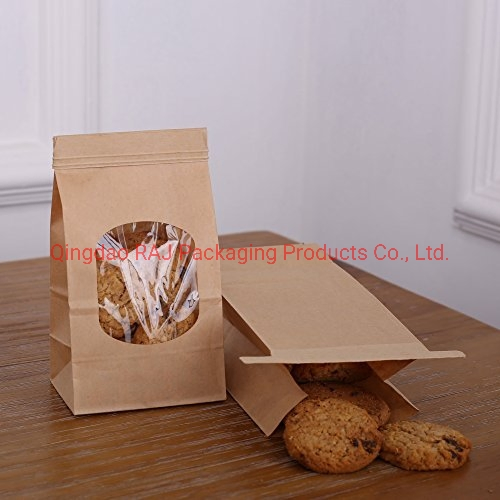 Coffee Paper Plastic Stand up Pouch Package with Flat Bottom Window