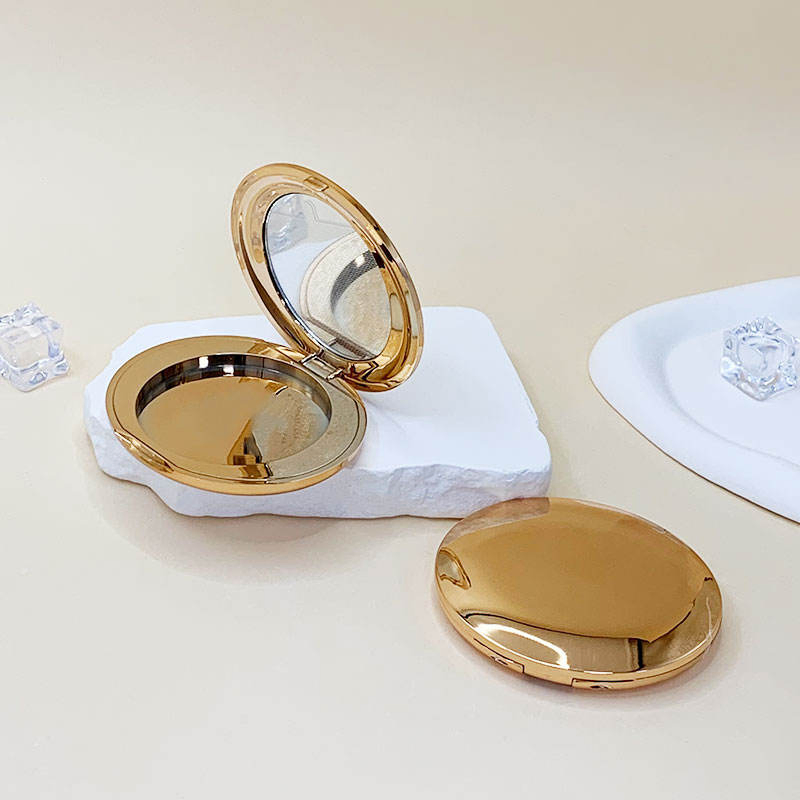 Luxury Portable Gold-Plated Round Powder Blusher Makeup Package for Productos De Belleza