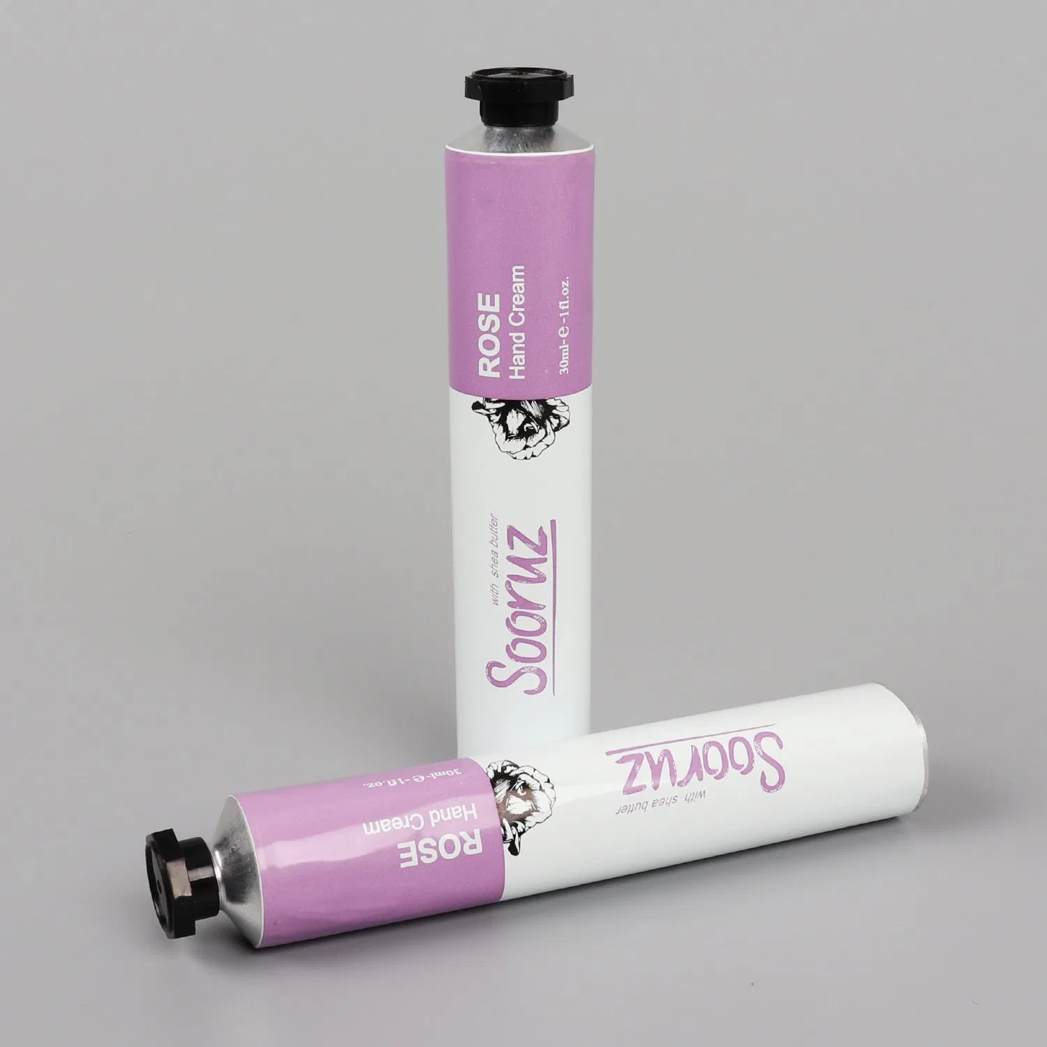 Eco-Friendly Cosmetic Tube Hand Therapy Aluminum Collapsible Tube Package for Skincare/19mm 25ml with Black Octagonal Cap