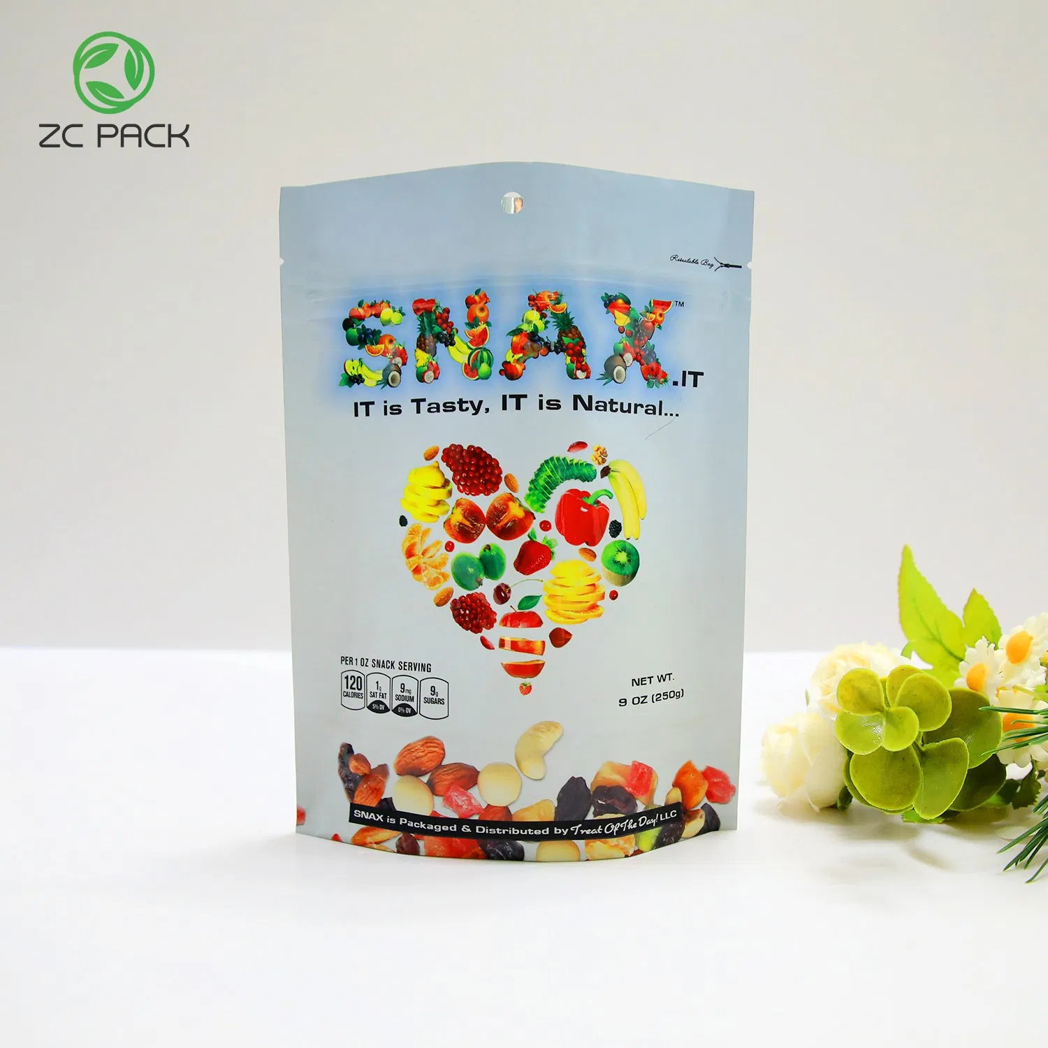 Customized Size High Quality Glossy Heat Seal Aluminized Inside Laminated Nuts Dried Fruits Food Grade Plastic Mylar Packaging Stand up Zipper Package