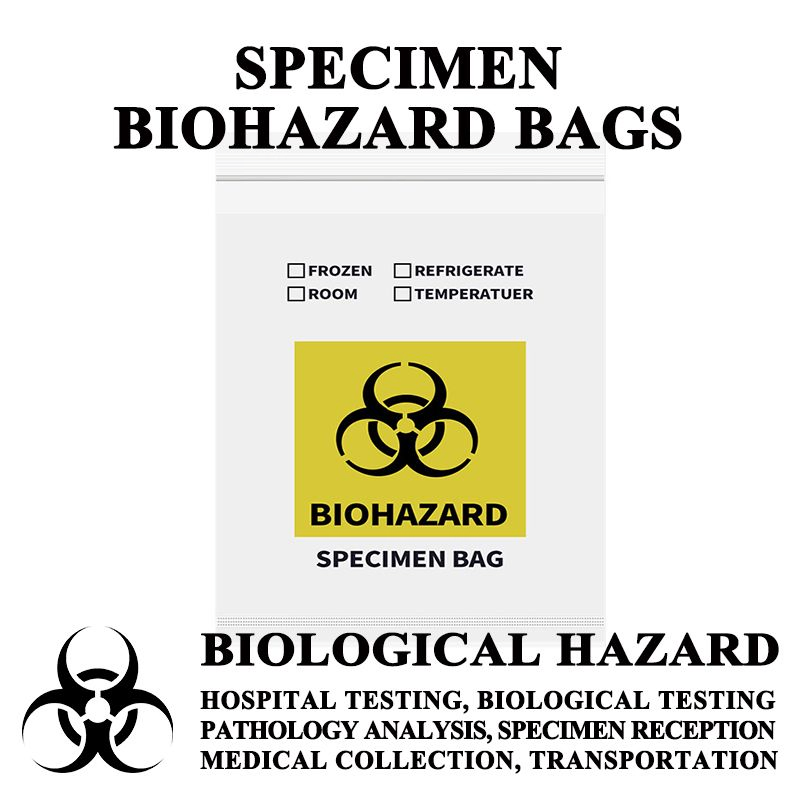 Plastic Zipper Closure Specimen Bag Chemical Medical Hospital Laboratory Transport Collection Drug Medicine Testing Packaging Ziploc Biohazard Package