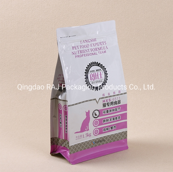 Pet Dog Cat Food Plastic Ziplock Package with Zipper Clear Window or Flat Bottom